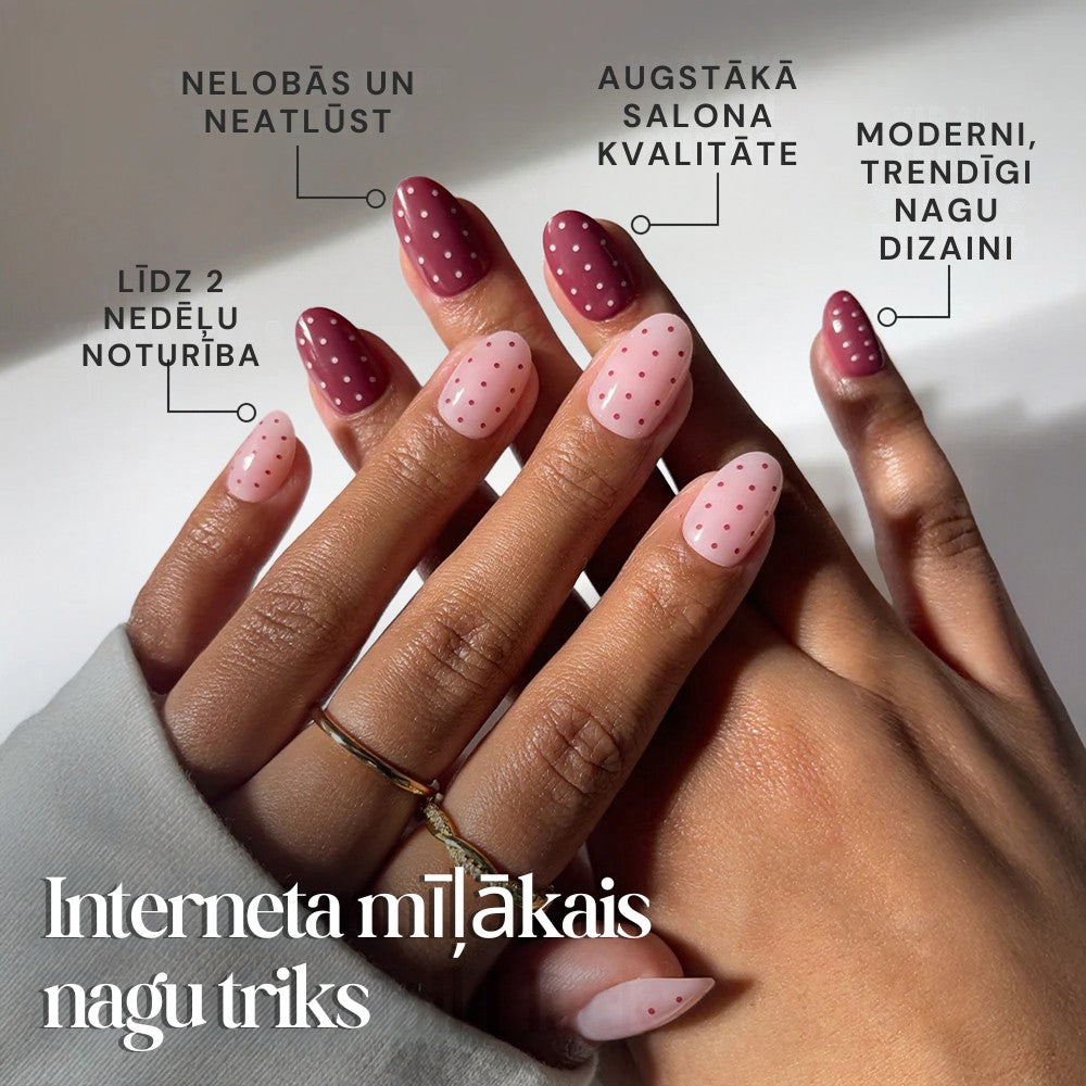 Litora Polka Dot uzlīmējamie nagi, uz rokām